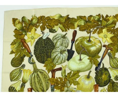 Hermes Paris silk scarf, Citrouilles & Coloquintes, 89cm across.