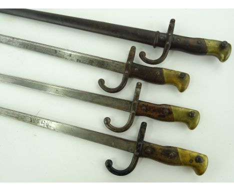 4 - 19th century sword bayonets (1 with scabbard), (4).