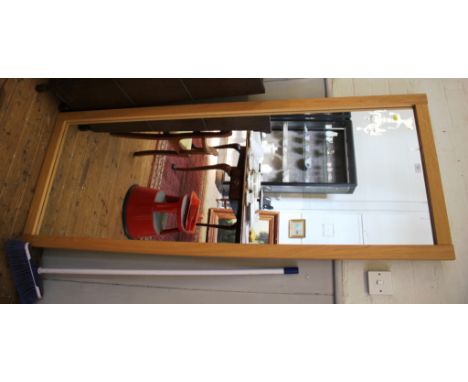 An oak framed full length wall mirror, 180cm x 70cm