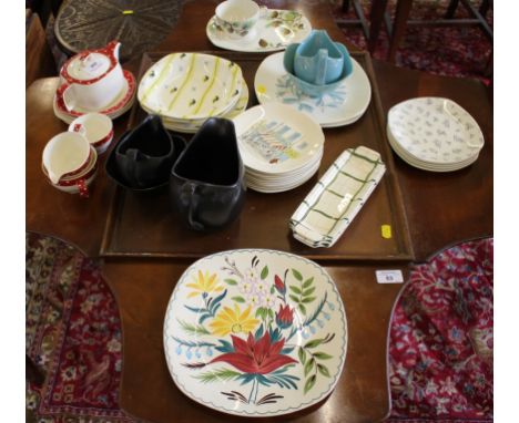 Midwinter Pottery: a selection of tableware in various patterns including Red Domino, Cannes, Fiesta, Fir, Homeweave and othe