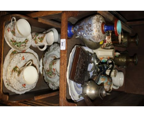 A Phoenix ware part tea service, a resin Diguerreo type case and various other ceramics 
