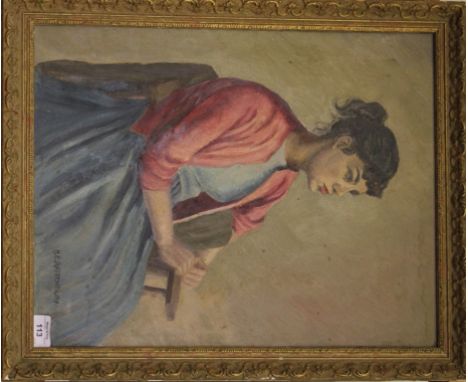 B.E. Rattenbury Portrait of a seated girl Oil on Board, signed, 47cm x 37cm