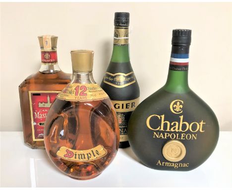 John Haig Dimple Scotch Whisky 75cl, Chabot Napoleon Armagnac, Augier Cognac 70cl and Canadian Masterpiece Imported Blended C
