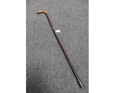 An antique cane 'Sunday' stick with briar head, length 93 cm.