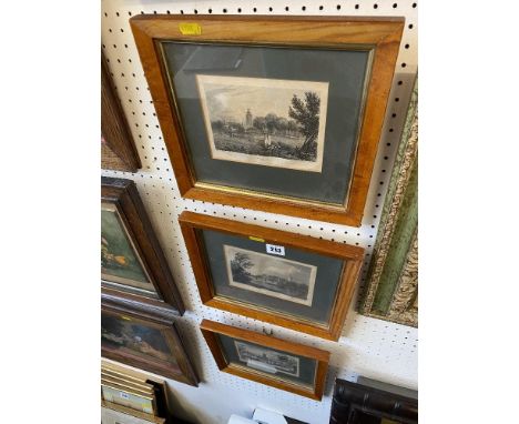 A set of three maple framed prints