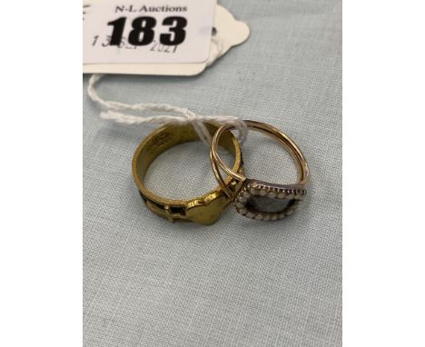 A Georgian Gold Mourning ring and a Silver gilt Mourning, size M and P