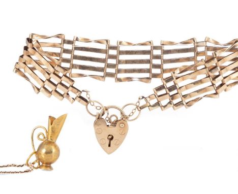 COLLECTION OF GOLD BRACELETS ALONG WITH A BANGLE each marked for nine carat goldQty: 46.1g gross (7)