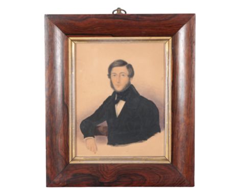 A REGENCY PORTRAIT MINIATURE OF A GENTLEMAN early 19th century, watercolour on paper,  inscribed to the reverse 'Robert Wrigh