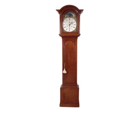 A GEORGE III OAK MOONPHASE LONGCASE CLOCK BY WILLIAM AVENELL OF ALRESFORD with a two train, eight day and five pillar movemen