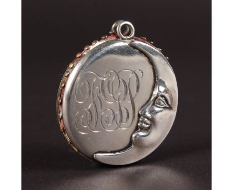 A CRESCENT MOON SILVER PIN CUSHION. 3.5cms diameter.