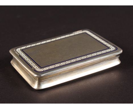 A CONTINENTAL .800 SILVER SNUFF BOX, the lid with key pattern decoration. 7.5cms.