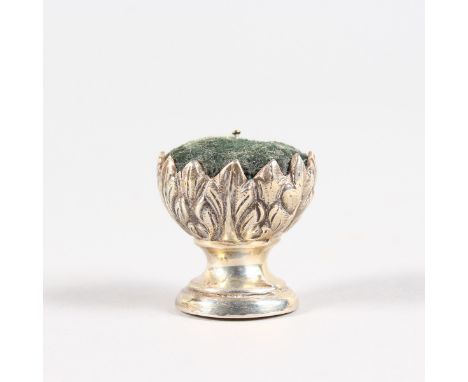 A TINY ROSE BOWL PIN CUSHION. Stamped .925.  3cms high.