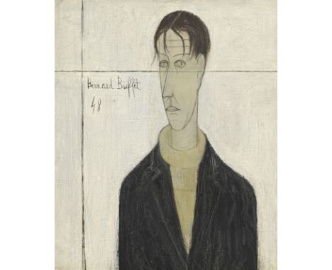 Bernard Buffet (1928-1999), "Jeune homme au col roulé", 1948, huile sur toile, signée et datée, 65,5x54,5 cmBibliographie: Ya