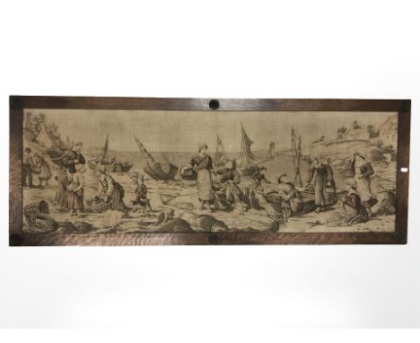 A 19th century oak framed tapestry, 151 cm x 56 cm.