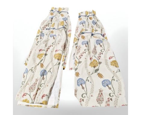 Four pairs of floral decorated lined curtains (2 boxes)