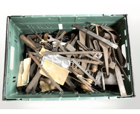 A quantity of vintage hand tools, drills, files and saw blades, etc. (1 box)
