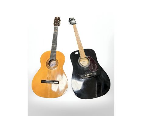 A Hohner Countryman semi acoustic guitar, together with a further Spanish acoustic guitar. (2)