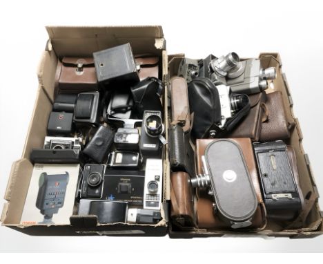 Vintage cine cameras including Sekonic, Yashica and Cinemax, together with further cameras including Kodak, antique box camer
