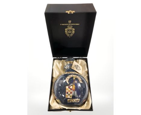 A decanter of The Black Prince 17 year old deluxe Scotch whisky, sealed in presentation box 
