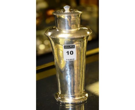 A Hamilton & Inches of Edinburgh silver flask, dated 1938, stone engraved to base, with detachable pierced lid above a taperi