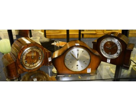 A 1940's Smiths mantle clock, together with an Anvil 1940's mantle clock and a walnut cased 1940's mantle clock, all approx 2