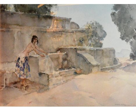 Sir William Russell Flint RA PPWS (1880-1969)
'Washing Clothes'
Framed reproduction print, signed bottom right, 52 x 67cm