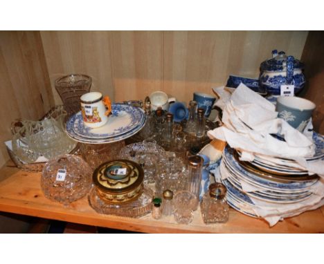 A quantity of assorted ceramics, to include Wedgwood Jasperware items and Spode teapot, together with a quantity of crystal a