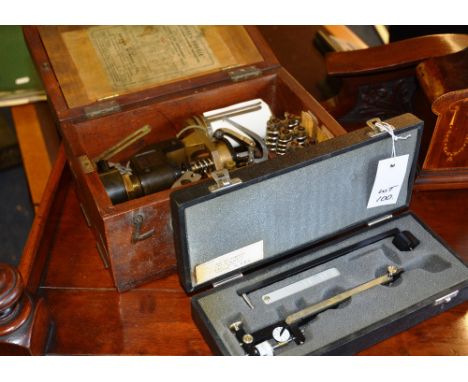 A vintage marine engine indicator, by Dobbie McInnes Limited, Glasgow, in fitted wooden box with carry handle, together with 