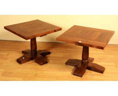 A pair of modern hardwood lamp tables, 50 x 60cm