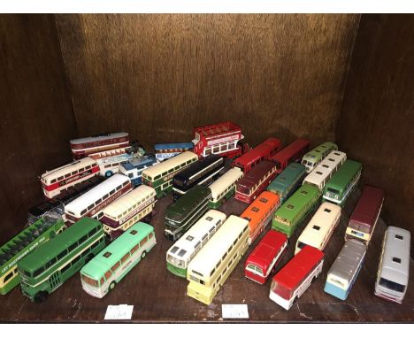 SECTION 46. A collection of 33 assorted unboxed die-cast model buses and trams including an EFE 'Harrington Cavalier Grey-Gre