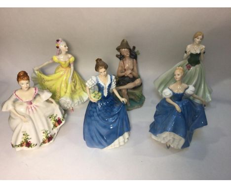 Five various porcelain ladies including Royal Worcester 'Keepsake' limited edition no. 4144/12,500, Royal Doulton 'Ninette HN