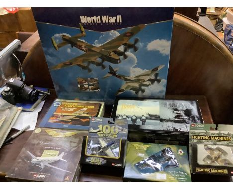 A collection of Corgi Aviation Archive incorporating Afro Lancaster, their finest hour, frontier airlines etc. 7 in total 