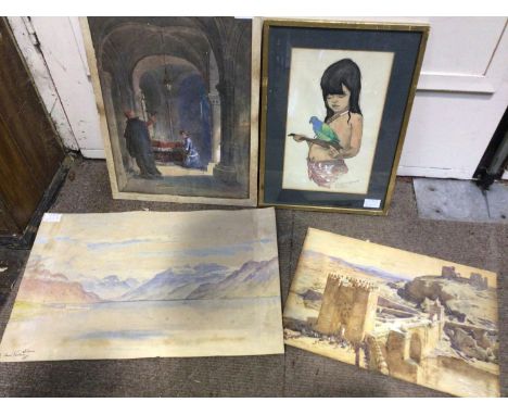 Henry C. Brewer R.I. (1866 - 1950) 'Toledo', signed, unframed watercolour, 25 x 35cm, together with another watercolour depic