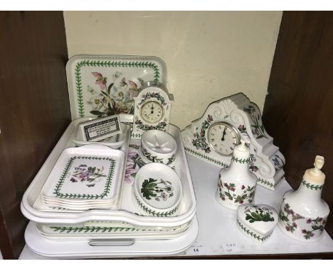 SECTION 14.  Portmeirion 'Botanic Garden' pattern mantel clock, together with another smaller clock, two soap dishes, two soa