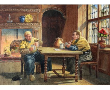 Victor L. Prescott, British, 20th CenturyA pair of attractive Dutch Interior Scenes, "The Card Players," and "The Chess Playe