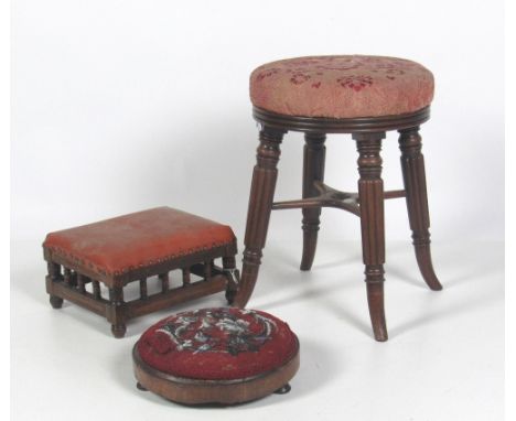 A good quality early 19th Century circular mahogany Stool, on four turned and reeded legs; and a small circular and rectangul
