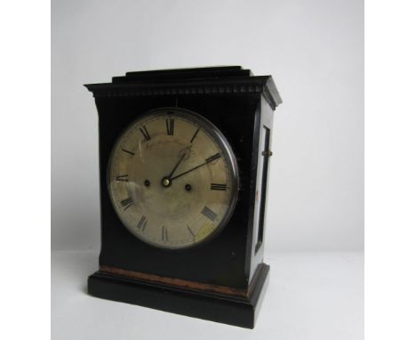 A good quality early 19th Century English double fusee Bracket Clock, in ebonised case, the circular silvered dial and brass 