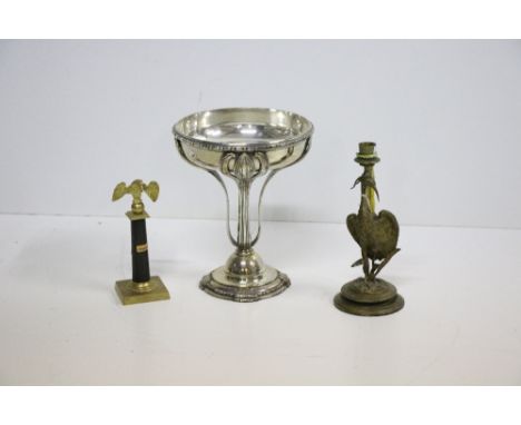 A 19th Century ormolu Candlestick, modelled as a crane bird; together with an ormolu miniature Model of an eagle resting on a