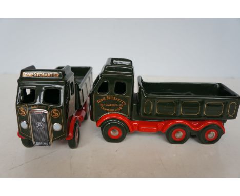 Two Ceramic Eddie Stobbart Trucks