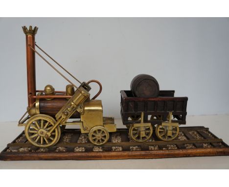 Very Fine Model of Steam Engine and Truck (Very Heavy Brass) - 59cm including track