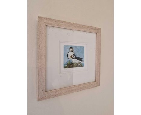 Valerie Christmas Titled Puffins Artist Proof In A Distressed Wood Glazed Frame 25 xÂ&nbsp; 25cm Valerie Was Born In Surrey. 
