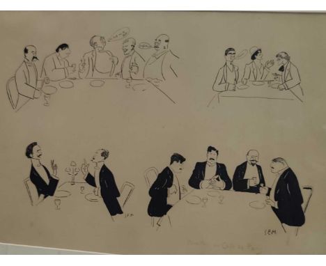 SEM aka Goursat, Georges (1863 1934) Lithograph from Album n.12 - Plate n.12  New Yearâ€™s Eve at the CafÃ© de Paris  â€œRÃ©v