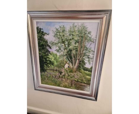 Brian Bennett Oil On Canvas Dinton Mill Signed In Silver Painted Profile Frame 66 x75cm&nbsp; Essentially A Landscape Painter