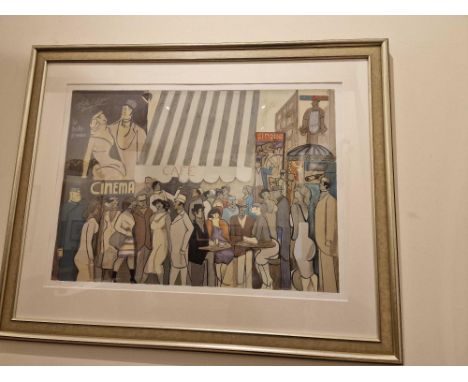 DAVID SCHNEUERâ€šÂ&nbsp;(Israeli 1905 - 1988)  Limited Edition Coloured Serigraph Silk Screen Print Cafe Dome Parisian Cafe S