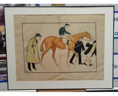 SEM aka Goursat, Georges (1863 1934) Lithograph caricatures from Album n.13 - Plate n. 7   Maurice Ephrussi, Le Jockey Rigby,