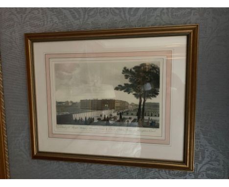 Coloured Lithograph A View Of The Royal Palace Of Hampton Court From Original ;Copper Engraving Rigaud John Francis  Jacques 