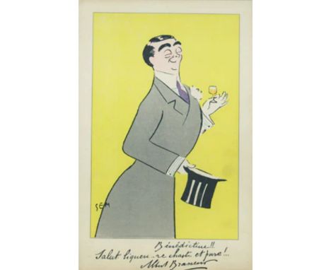 Albert Brasseur Original Pochoir (Hand coloured) lithograph from "Celebrites Contemporaines et la Benedictine", by Sem' aka G