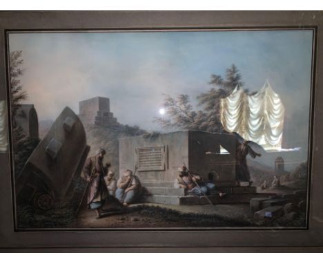 Luigi MAYER (C.1750-1803)Watercolour And Body Colour Heightened With White On Paper Giant Sarcophagus To Be Seen Near The Por