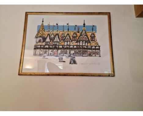 Paul Hogarth OBE RA Framed Limited Edition 181/200 Lithograph Hospice De Beaune Hospice De Beaune Is A Rare, Signed Limited E