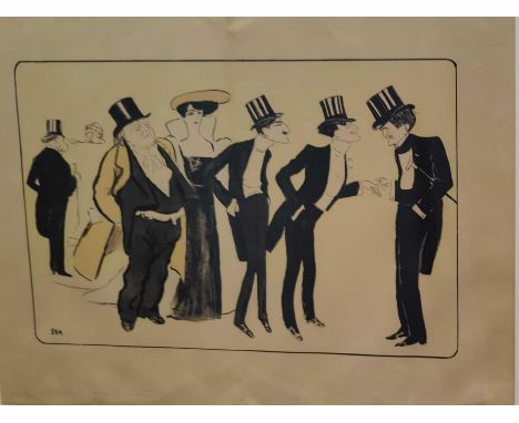 SEM aka Goursat, Georges (1863 1934) Lithograph caricatures from Album n.13 - Plate n. 17 Arthur Meyer, Catulle Mendes Et Sa 